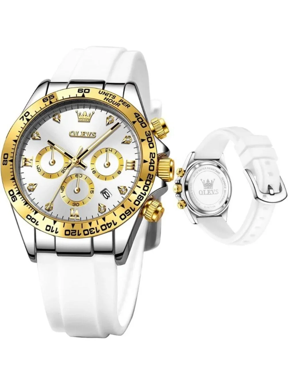 Women's White Gold Stainless Steel Bracelet Waterproof Luxury Analog Wrist Watch